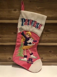 Dan Dee Princess Pink Girl Ice Skater Cat Christmas Stocking - Picture 1 of 11