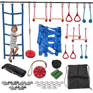 SLSY Ninja Warrior Carrera de Obstáculos para Niños 50FT Ninja Slackline Kit 8 Obstáculos - Imagen 1 de 9