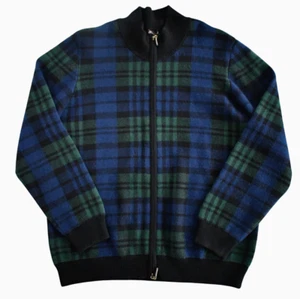 $398πJ. McLaughlin QUENTIN Blackwatch WOOL & CASHMERE-Blend Men's Cardigan XL - Picture 1 of 9