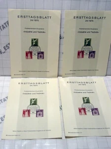 LOT 4x stamp cards Germany 1975 ERSTTAGSBLATT Industrie Tecknic Bundesdruckerei - Picture 1 of 4