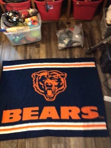 Chicago Bears Biederlack Blanket Blue Orange Fuzzy 56x44 - Picture 1 of 23