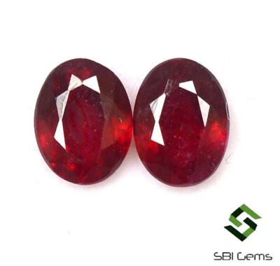 4,02 CTS Rubí Natural Corte Ovalado Par 8x6 mm Calibrado Rojo Profundo Piedras Preciosas Sueltas GF Foto 1 de 4