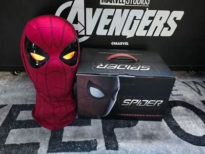 1:1 Spiderman Adult Hood Winking Mask Movable Light-up Eyes Ring Remote Control - Image 1 of 4