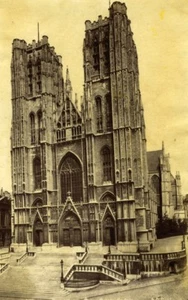 St Gudule and St Michael's Cathedral Brussels architecture Neurdein Photo 1890 - Imagen 1 de 4