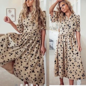 Jessa Kae Schmetterling Küsse Puffärmel Midikleid XS Hochzeitsgast Biesen - Bild 1 von 10