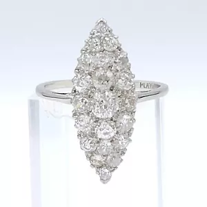 Antique Platinum Victorian 1.51 Ct Marquise Natural Old Mine Diamond Ring Size M - Picture 1 of 9
