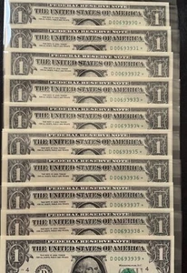 Nine (9) 2021 D-$1 STAR NOTES Consecutive Lower Serial Number - NEW Uncirculated - Picture 1 of 5