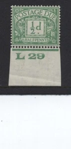 1924 1/2d EMERALD KGV WMK M/MOUNTED MINT CONTROL (L29) SINGLE. SG D10 - Picture 1 of 1