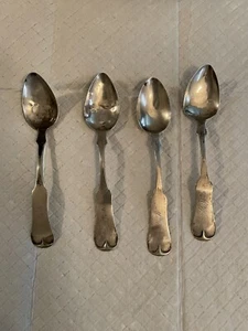 Antique E.D. KINSEY Coin Silver Spoons, .900, Civil War Era, Fiddleback - Picture 1 of 3