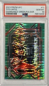 2023 Panini Prizm UFC #11 Tito Ortiz Dominance Green Pulsar #20/25 PSA 10 GEM MT