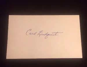 CARL LINDQUIST Autografiado Firmado AUTO ÍNDICE TARJETA 3X5 DEBUT 1943 - Imagen 1 de 1