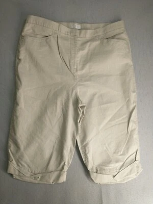 Christopher Banks Mujer Pantalones 14 Marrón Rayas Frente Plano Tiro Alto Capri   Foto 1 de 4