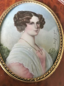 Antico dipinto olio miniatura - Portrait Ritratto Femminile - 14x12cm-Firmato - Picture 1 of 3