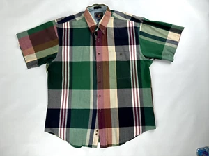 Vintage Chaps Ralph Lauren Short Sleeve Button Shirt Tartan Plaid Cotton Men XL - Picture 1 of 10