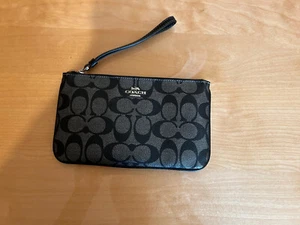 Coach Peyton schwarz grau Logo Print Signatur schmale Reißverschluss Geldbörse - Bild 1 von 3