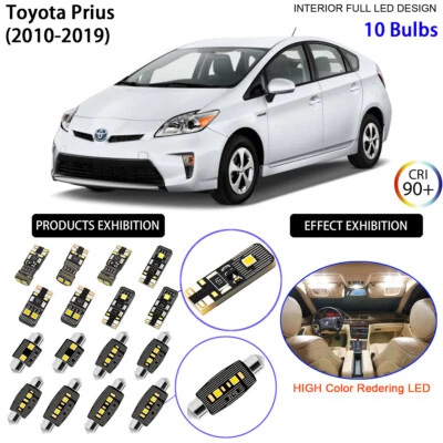10 Bulbs LED Interior Light License Plate light for Toyota Prius 2016-2019 White - Image 1 of 4