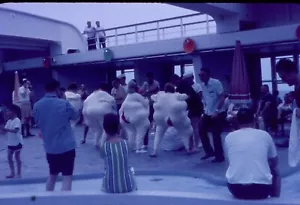 color slide Kodachrome dupe-cruise passengers on deck-showtime 1966 slide # 3-4 - Picture 1 of 2