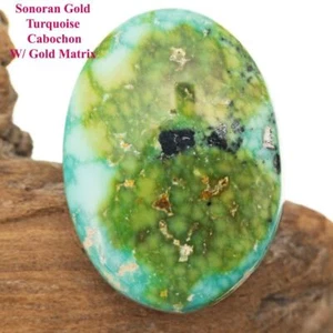 Pulsera Ovalada ORO SONORAN Turquesa Cabujón Cabina Natural 22.8mm No Lago Carico - Imagen 1 de 4