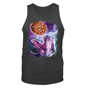 Pizza Dinosaurier im Weltraum Tiere Haustier lustiger Witz Humor humorvolle Grafik Tanktop - Bild 1 von 8