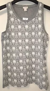 J. CREW ÄRMELLOSES TOP GRAU MIT CREMEFARBENEM BESTICKTEM MUSTER DAMENGRÖSSE XS - Bild 1 von 5