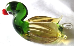 DECORATIVE HAND BLOWN MINIATURE ART GLASS MULTI- COLOR DUCK, USED - Imagen 1 de 4