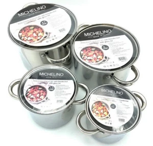 Michelino Edelstahl Topf Kasserolle Töpfe Kochtopf Glasdeckel Induktion 1,2-4,7L