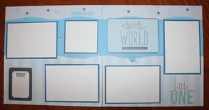 baby boy scrapbook pages 2 each 12 x 12 handmade assembled "little one" pages - Picture 1 of 6