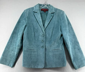 Margaret Godfrey Damen 8 türkis Wildleder Leder Blazer Jacke Western Boho - Bild 1 von 10
