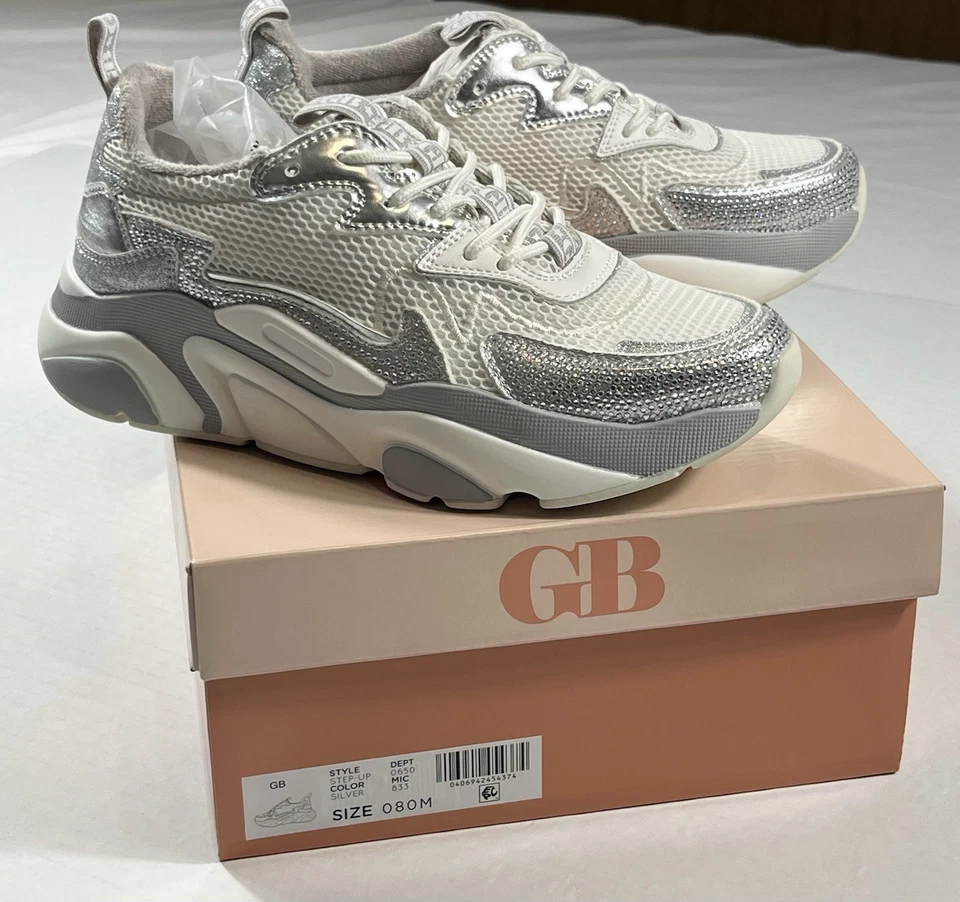 Zapatillas Gianni Bini StepUp Gruesas Patform Plateadas y Blancas EE. UU. Para Mujer Talla 8 Nuevas con Etiquetas Foto 1 de 4