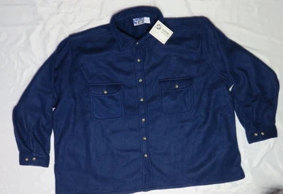 HABAND STAG HILL MENS B&T 4X NAVY BLUE FLEECE BUTTON FRONT SHIRT NEW NWT - Image 1 of 4