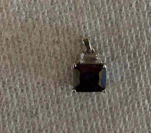 Beautiful Cubic Zirconia Amethyst and Diamond Pendant  - Picture 1 of 2
