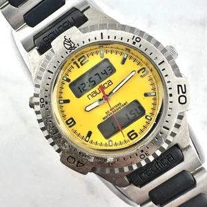 Vtg NAUTICA Analog Digital Men's Watch 42mm Dual Time Chronograph NEW BATTERY - Picture 1 of 15
