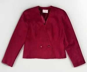1970s Pendleton Cropped Wool Blazer Red Petite 6 Minimalist Academia Mod Preppy - Picture 1 of 7