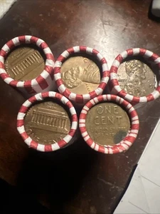 ( 5 ) ROLLS PENNIES FROM BANK BOX  / COPPER & WHEATS / LAST ONES / CHEAP / WOW / - Picture 1 of 15