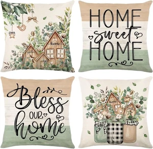 wyooxoo Throw Pillow Covers 18x18 Set of 4 Spring 18 x 18 (Pack 4), Green - Picture 1 of 7