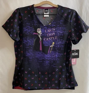 Tooniforms Women's Disney Villains Scrub Top Size Small - Picture 1 of 2