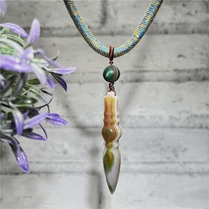 Regalo di Natale ~ Ciondolo Vajra Agata Occhio Gobi Cina Mongolia Interna - Foto 1 di 11