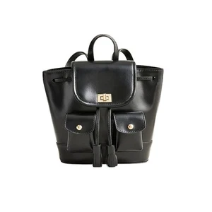 J.CREW italienischer Leder Rucksack schwarz verstellbar klein stilvoll Stadt Reise neu ohne Etikett - Bild 1 von 10