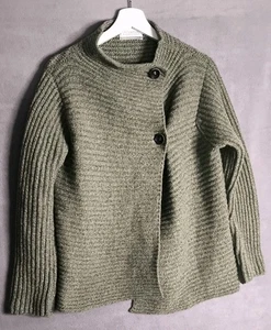 Fisherman Out Of Ireland Damen Strickjacke grün gerippt Wolle & Kaschmir Gr. M - Bild 1 von 10