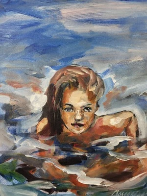 Ölbild Frau Akt Farbe Gemälde Modern Art Alexander Diener Bunt  Unikat Wandbild  - Bild 1 von 4