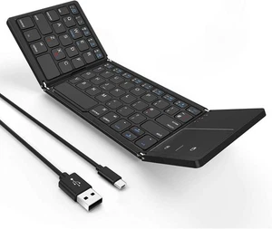 Clavier Bluetooth Pliable avec pavé Tactile 2 en 1 Bluetooth + câble USB Clav... - Photo 1/7