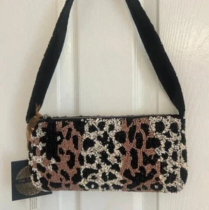 Borsa leopardo ghepardo con perline artigianale in India Tik Tok nuova uscita RARA NUOVA CON ETICHETTE - Foto 1 di 1