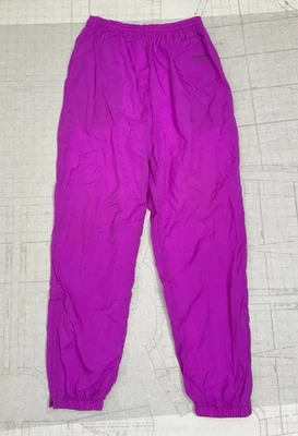 Calça Track Reebok Vintage Rosa Quente Roxa Tamanho Médio Nylon Zíper Totalmente Forrada - Imagem 1 de 4