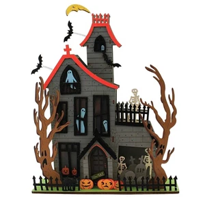 One Hundred 80 Degrees House Halloween Village Spooky Ghosts Lighted - Picture 1 of 5