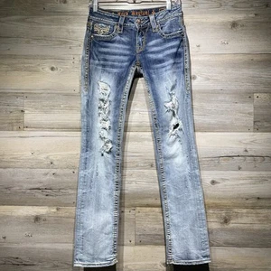 Rock Revival Betty Straight Jeans Gr. 25 W27 L30,5 Distressed Low Rise Y2K - Bild 1 von 10