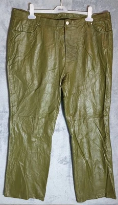 Pantalón Metrostyle Cuero Verde W40 L31 Reino Unido 24 Alto Cuero Real Recto Foto 1 de 4