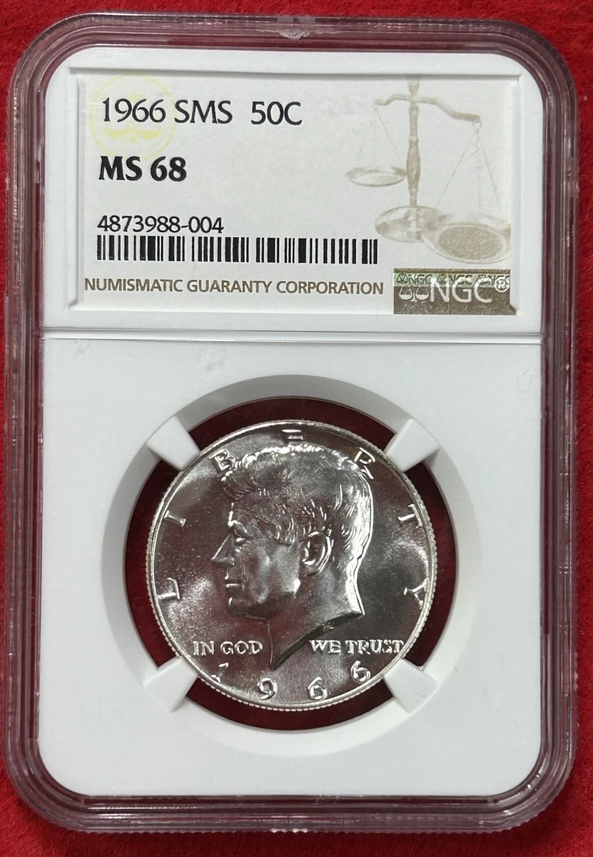 アメリカ 1966年 SMS 50Cent 銀貨 NGC MS68 アメリカ 1966年 SMS 50Cent 銀貨 NGC MS68 アメリカ 1966年 SMS