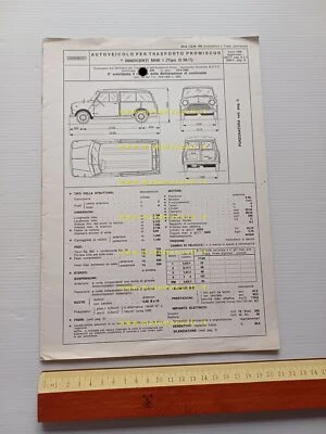 Innocenti Mini T 1966-67-68 scheda omologazione DGM Motorizzazione Facsimile - Immagine 1 di 4