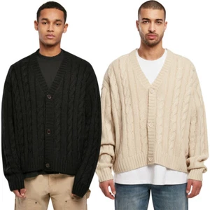 Urban Classics Boxy Cardigan Strickweste Herren Strick Zopfmuster Weste Oversize - Bild 1 von 17
