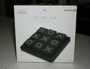Tic Tac Toe Family Board Game Home Coffee Table Decor |Wood In Black/Gold - Picture 1 of 1